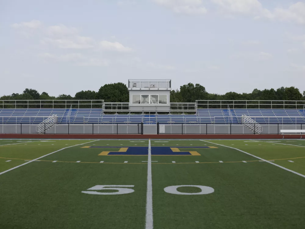 Dant Clayton's alum-a-stand features custom bleacher seating and a press box.