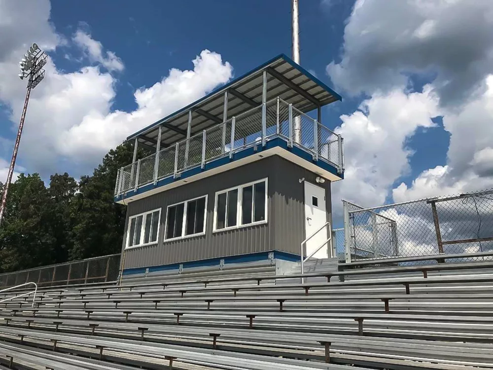 Filming platform feature on top of press box.