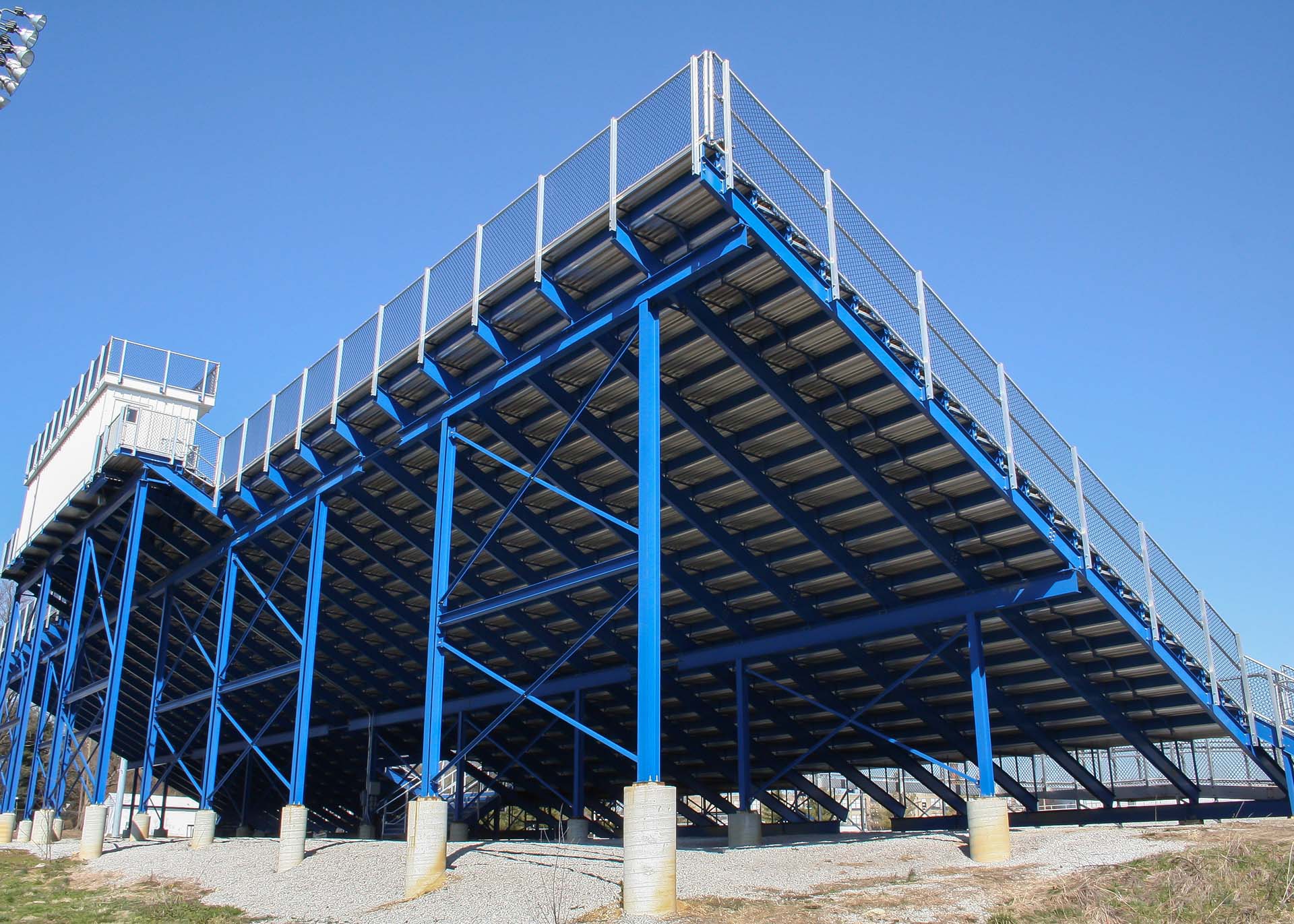 Backside view of I-Beam grandstand designed by Dant Clayton.