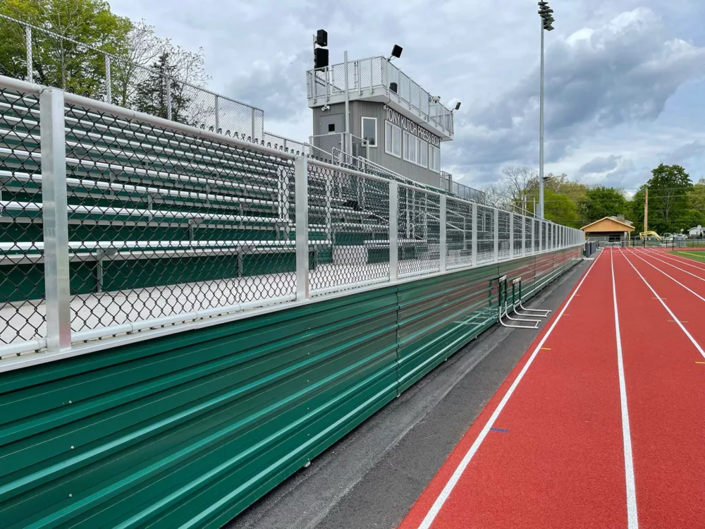 A large aluminum closure panel, complete with aluminum deck railing.