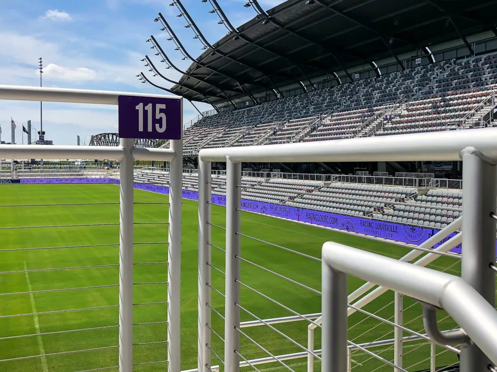 Aluminum rail featured at Lynn Family Stadium.