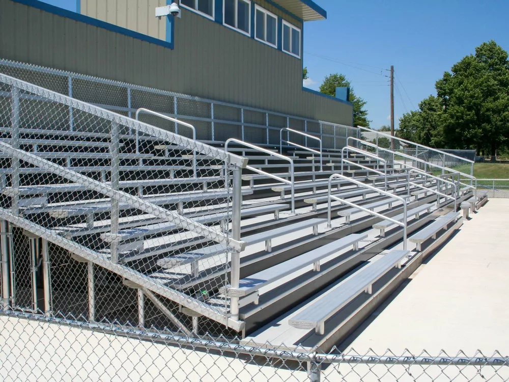 Aluminum deck railing and seat concepts, part of Drexel High School's football stadium design.