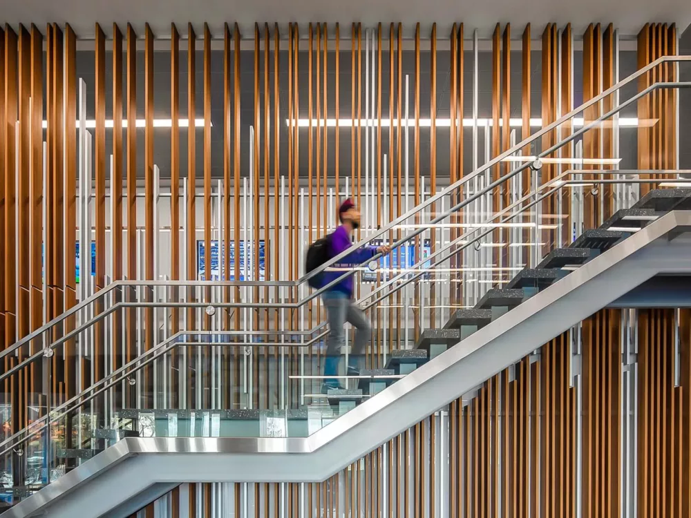 Aluminum rail featured at Mudd Library.