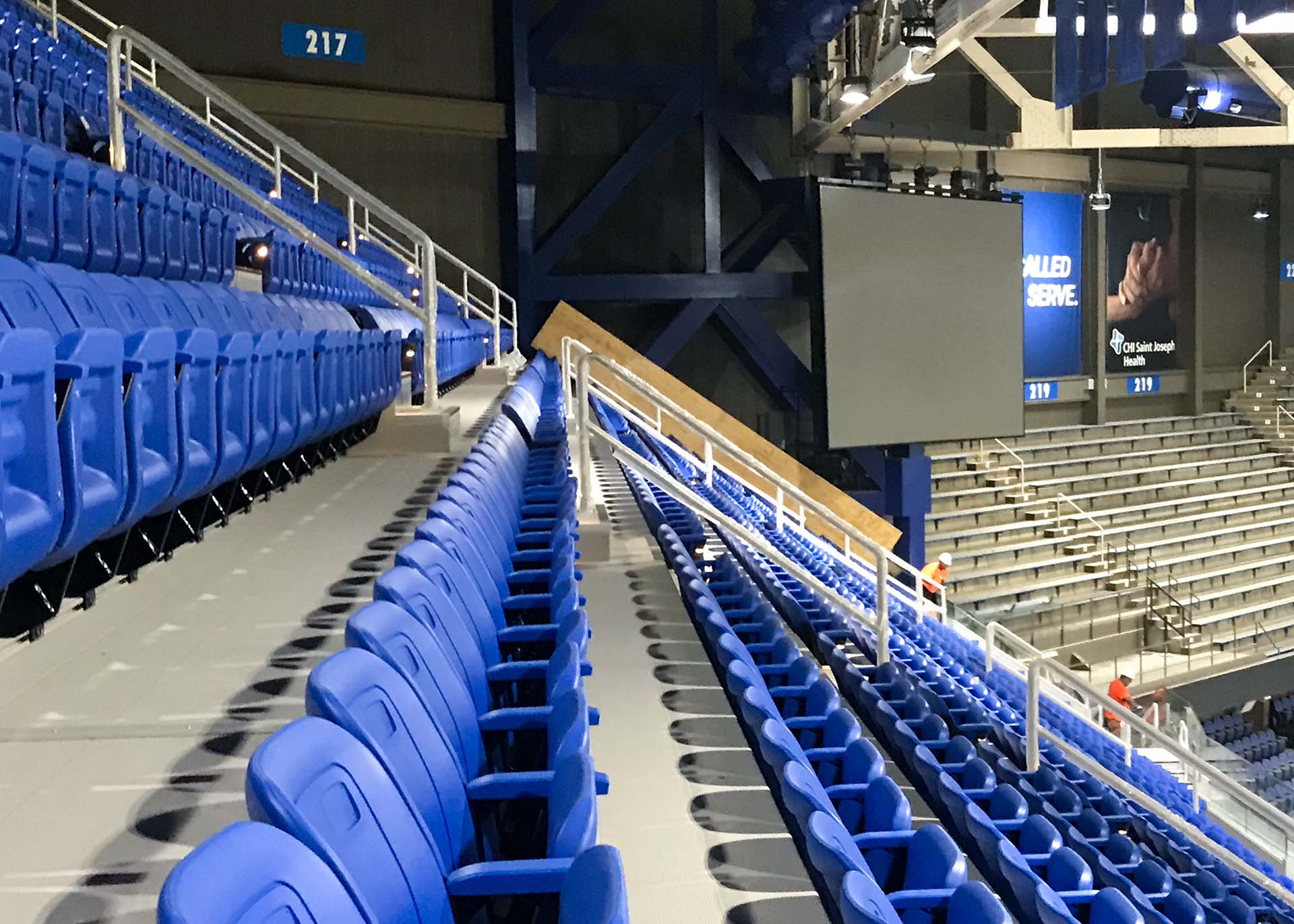 A view of the decking system designed for Rpp Arena.
