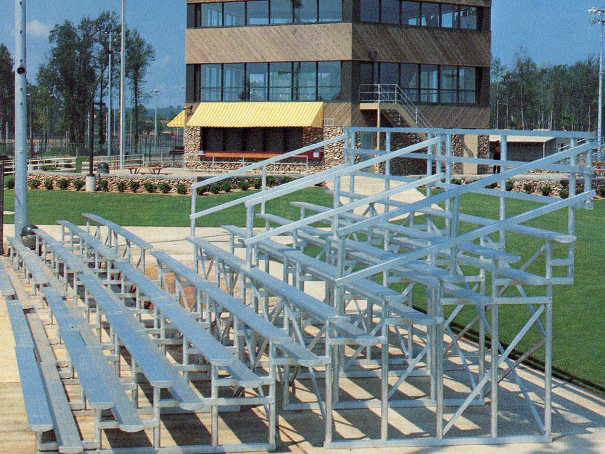 Dant Clayton's signature aluminum bleacher bench and bleacher seating.