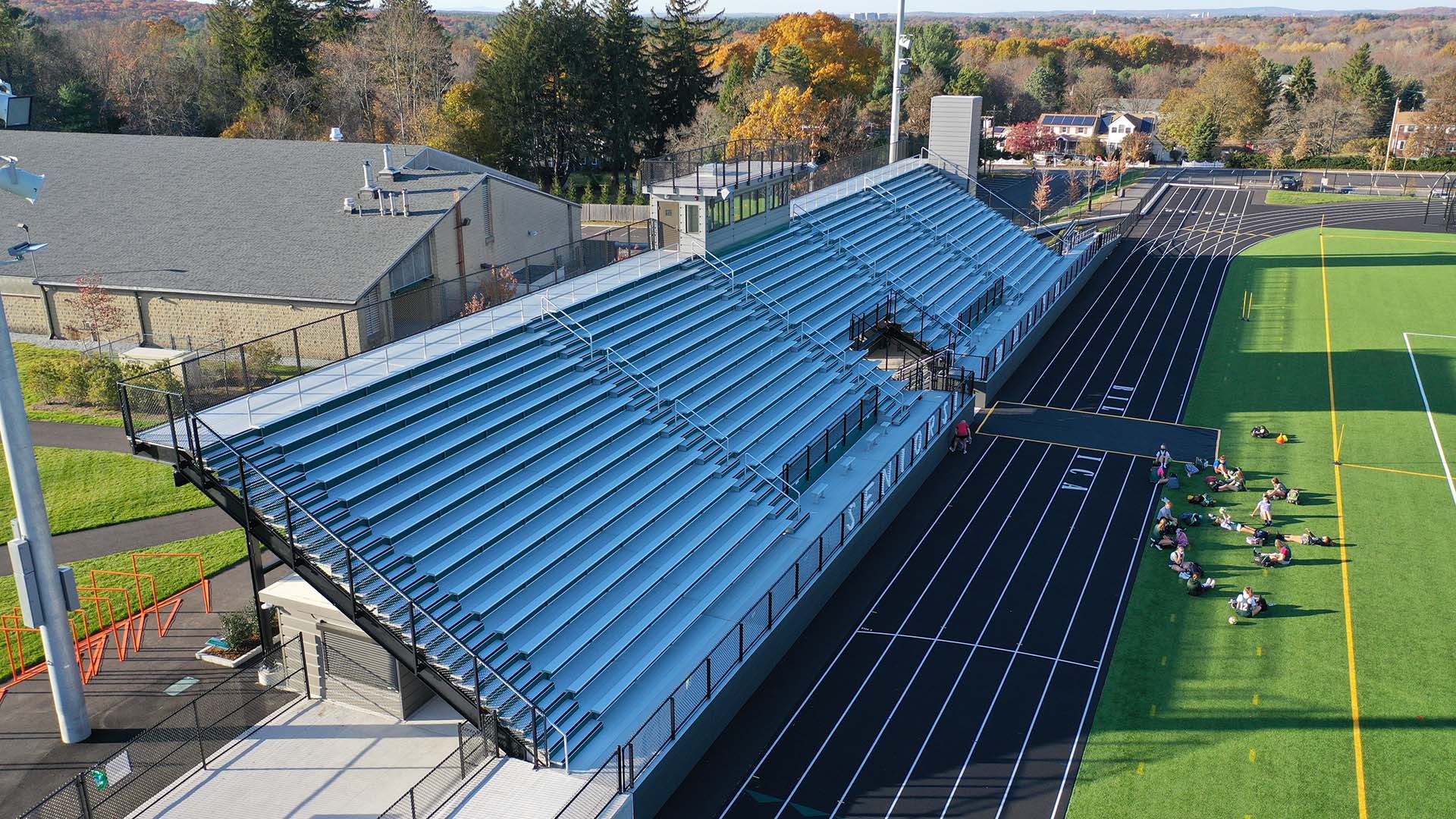 The simple, yet effective grandstand seating concept of Billerica Memorial High School.