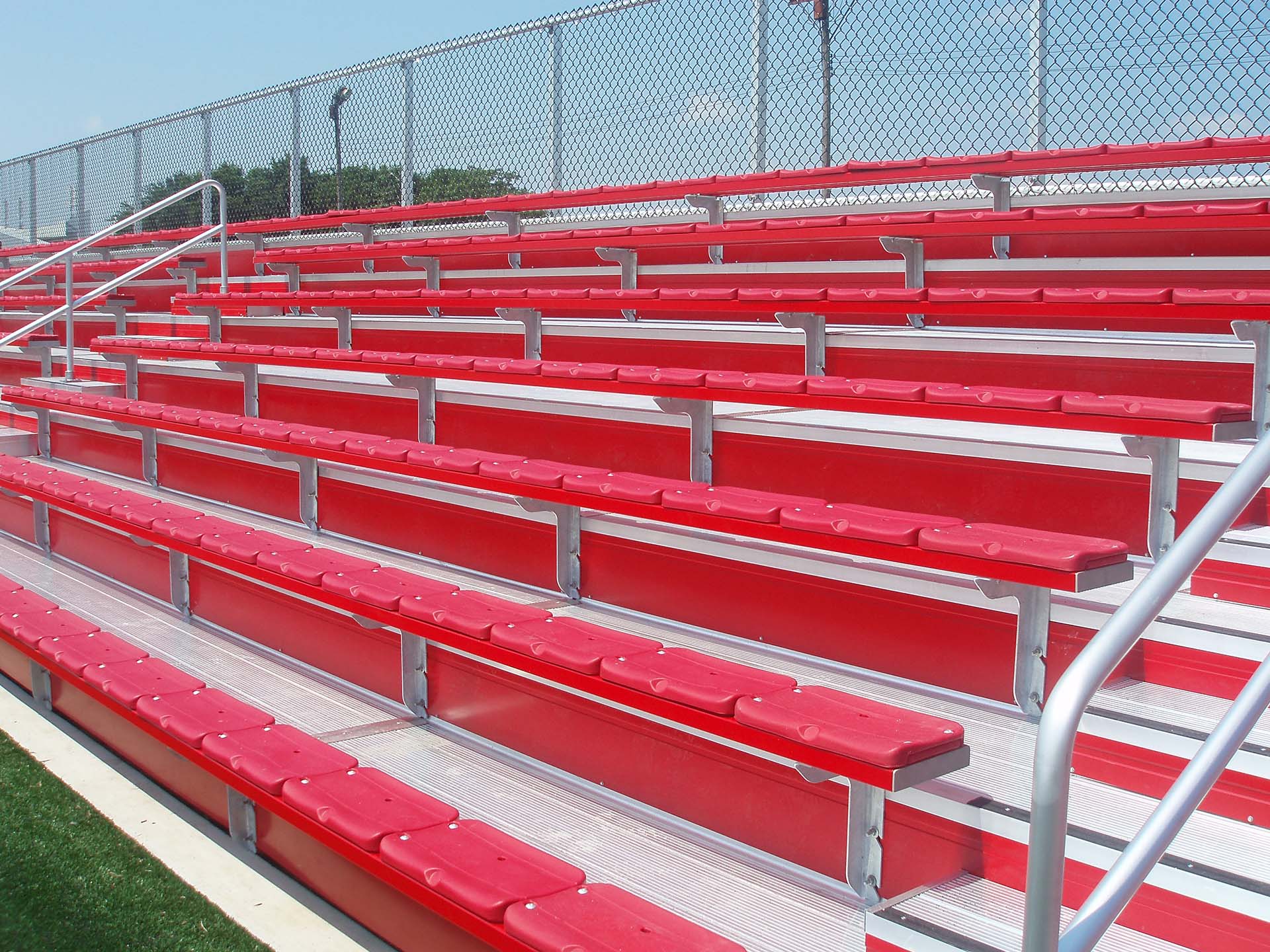 Stadium bleacher seats.