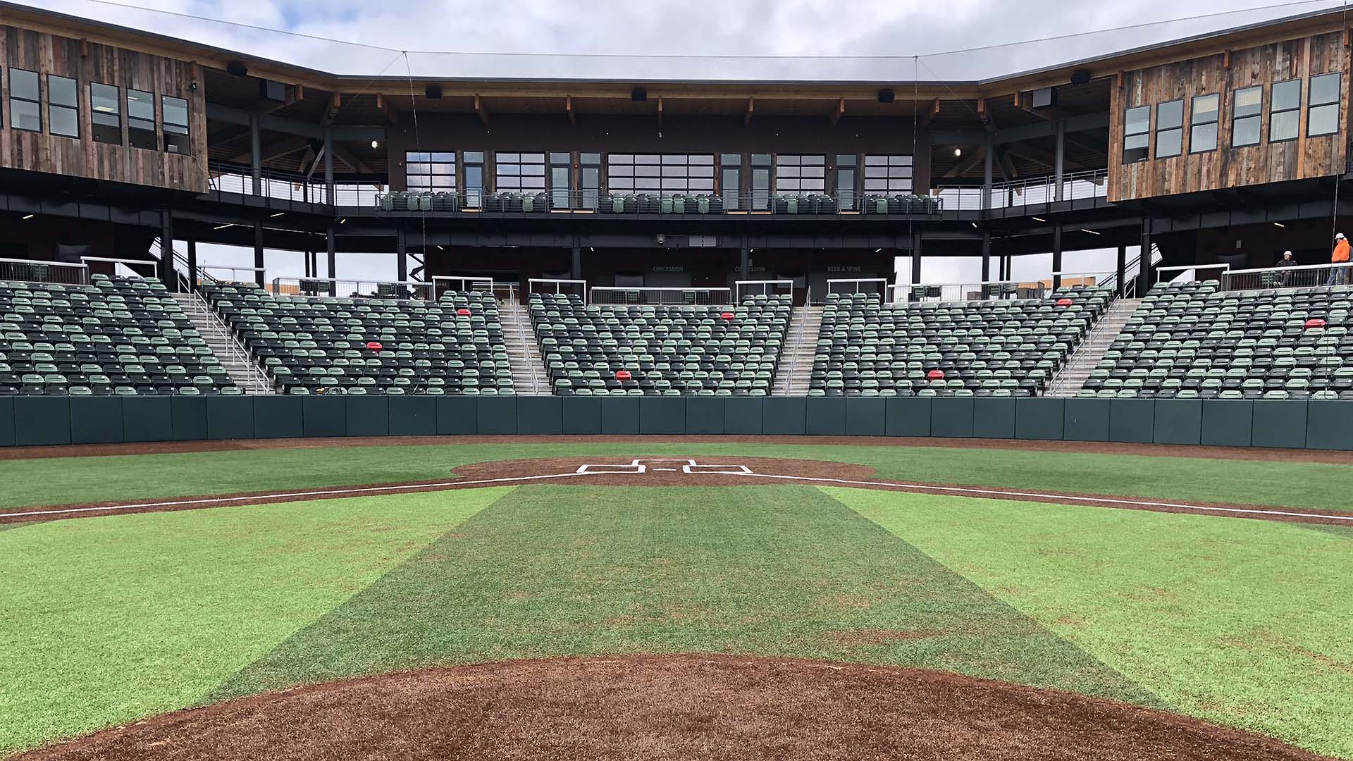 Flathead Field features aluminum deck railing and custom bleacher seats.