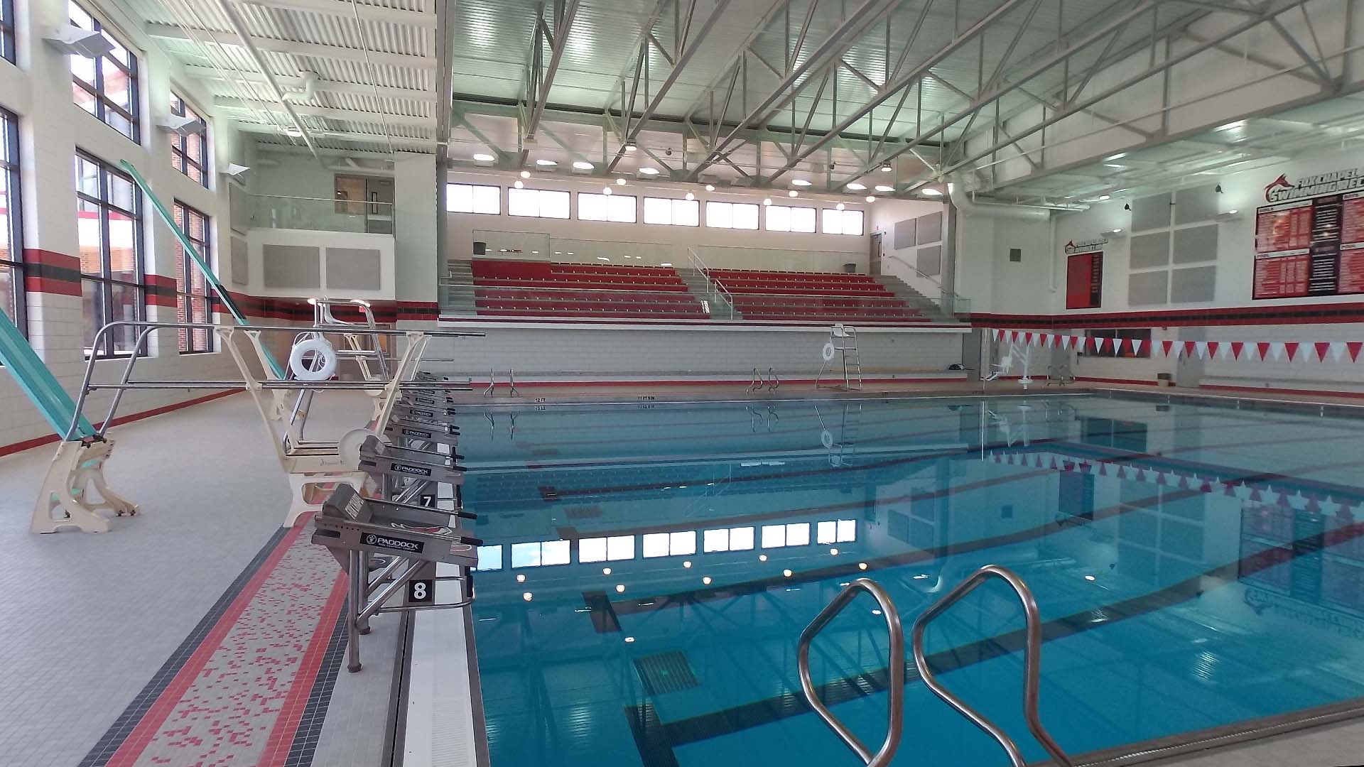View of bench seating at Fox Chapel High School.