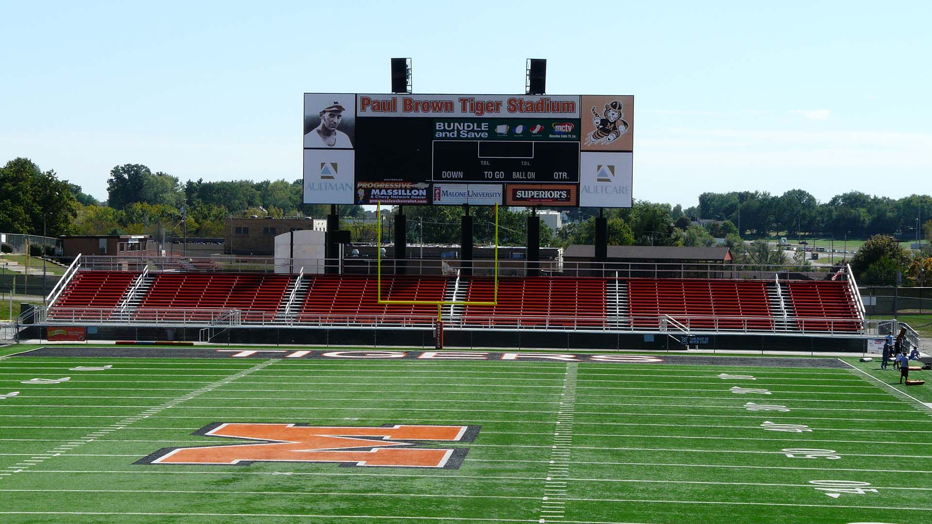 End Zone grandstands complete with stadium bleacher seats at Paul Brown Tiger Stadium.