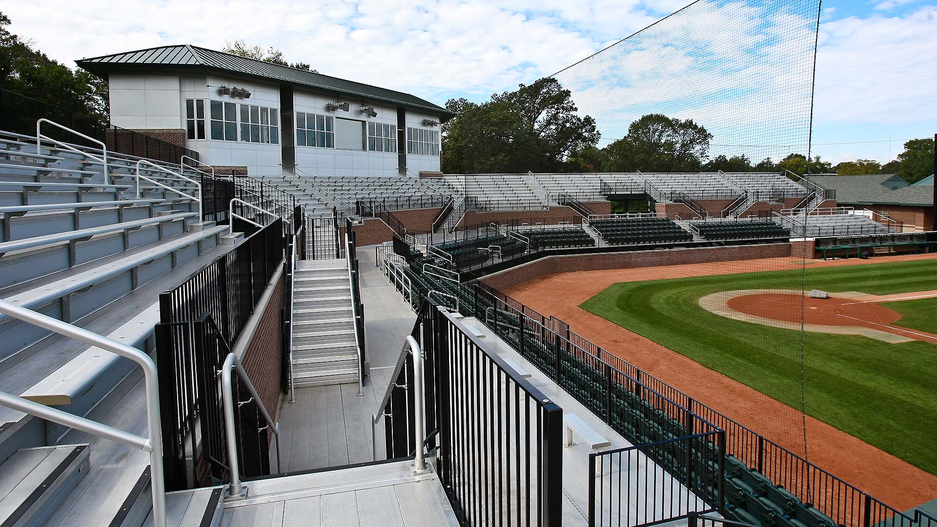 McLane Stadium is a complex stadium design, with a large press box and an aluminum decking system.