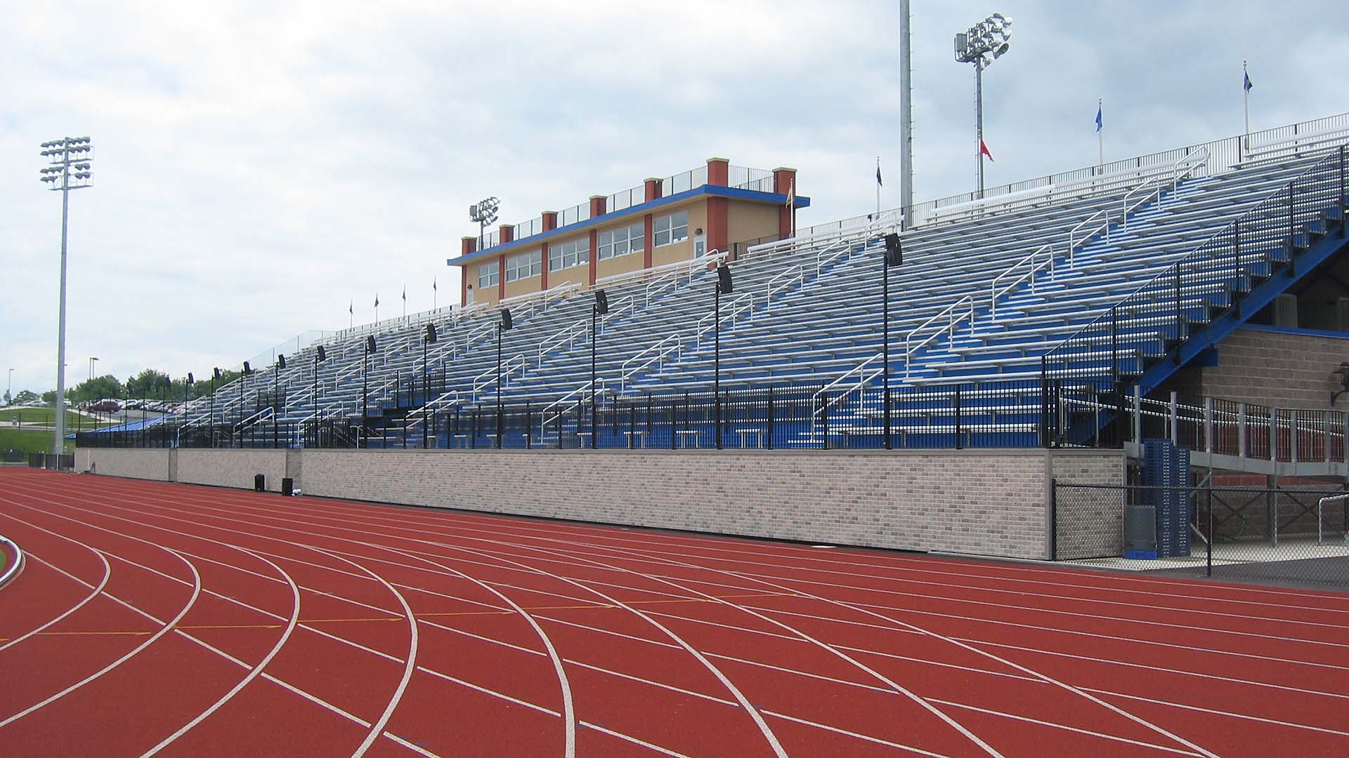 Grandstand and decking system view at Middletown High School.