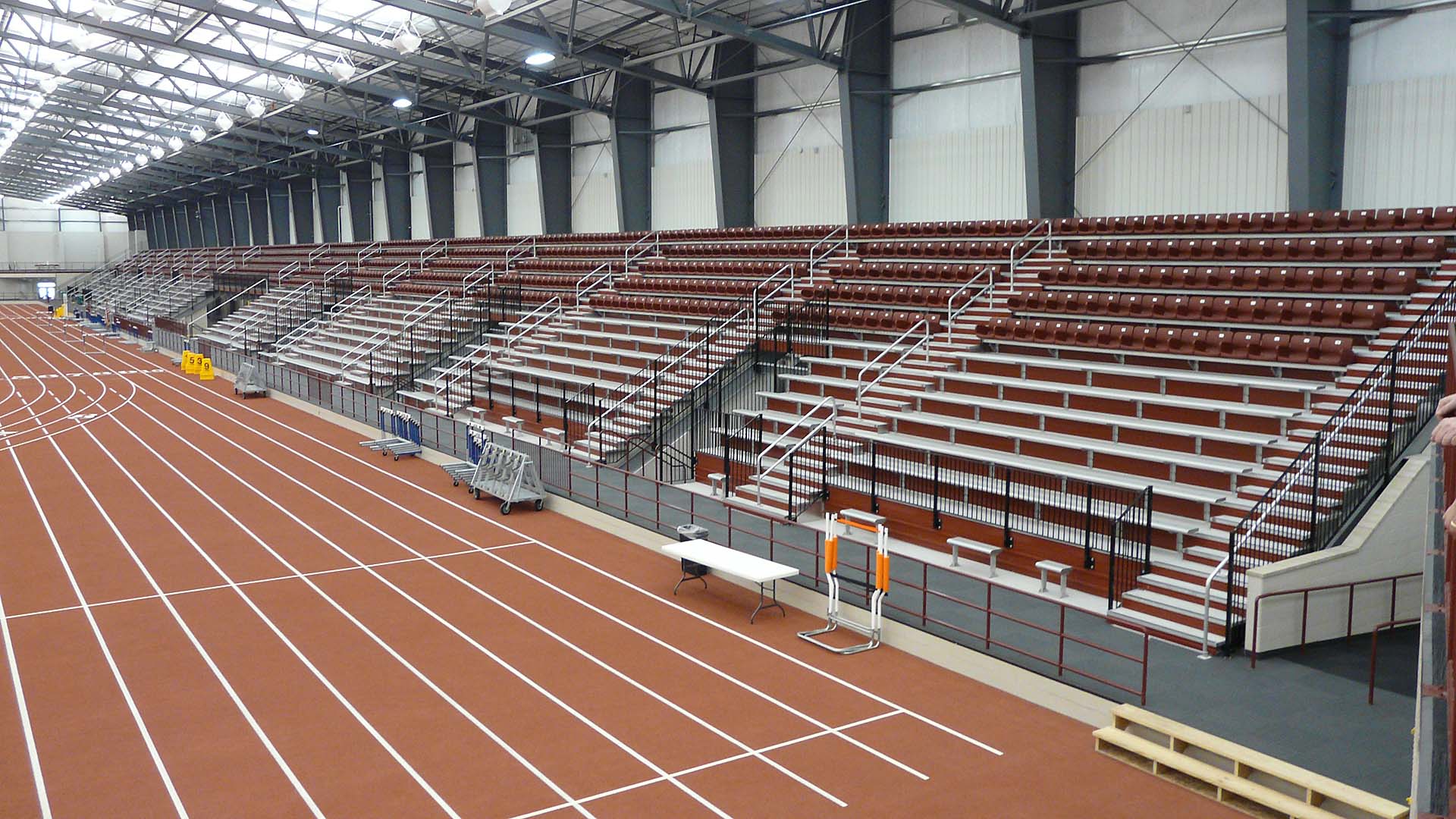 A large I-Beam grandstand, complete with a welded deck system at Spire Sports Complex.