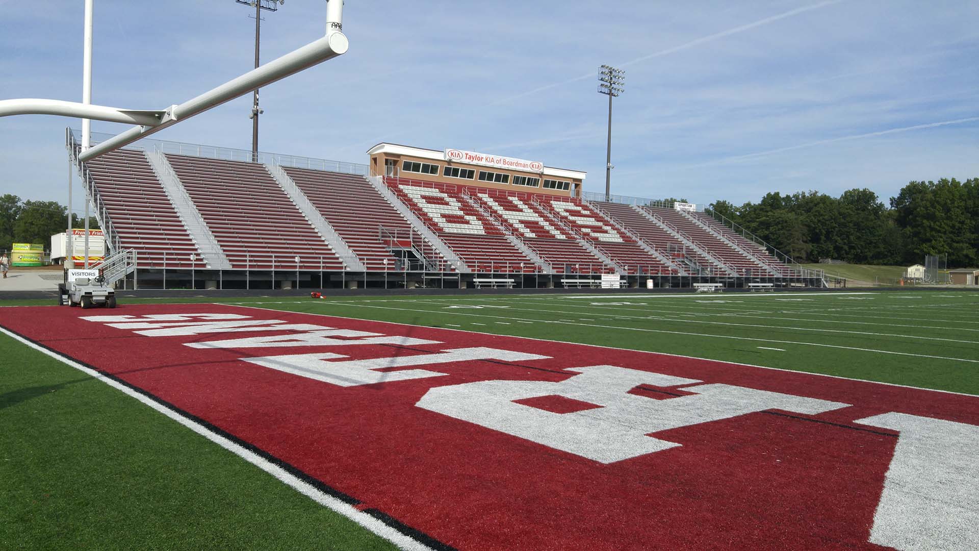 an overall view of the Boardman High School grandstand.