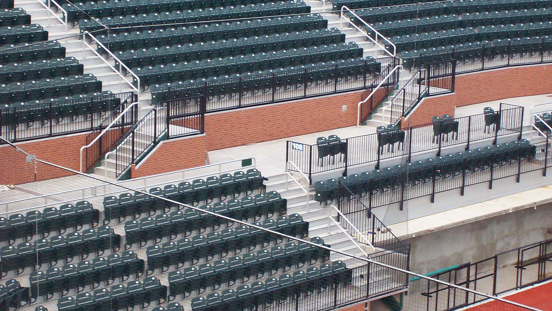 Turchin Stadium aluminum deck railing is incorporated into the entire stadium system.
