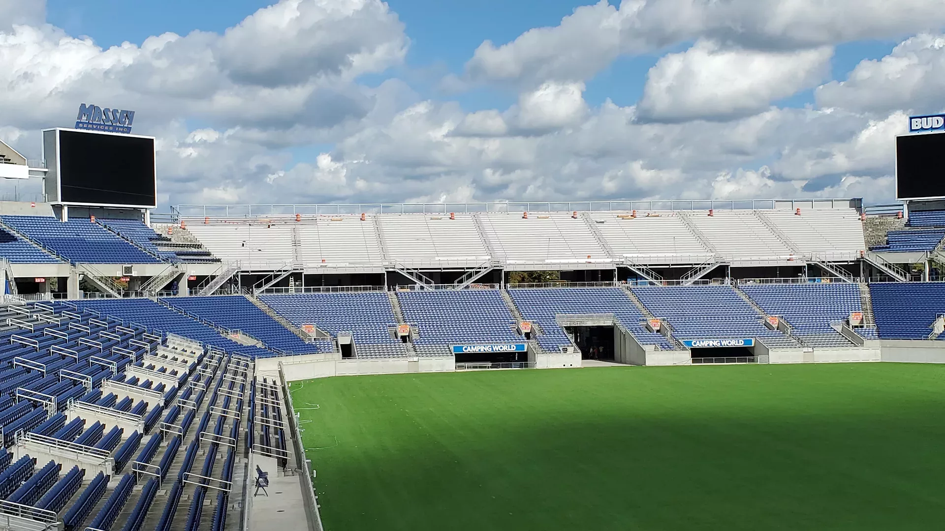 Camping World stadium system features a circular decking system complete with custom bleacher seats.