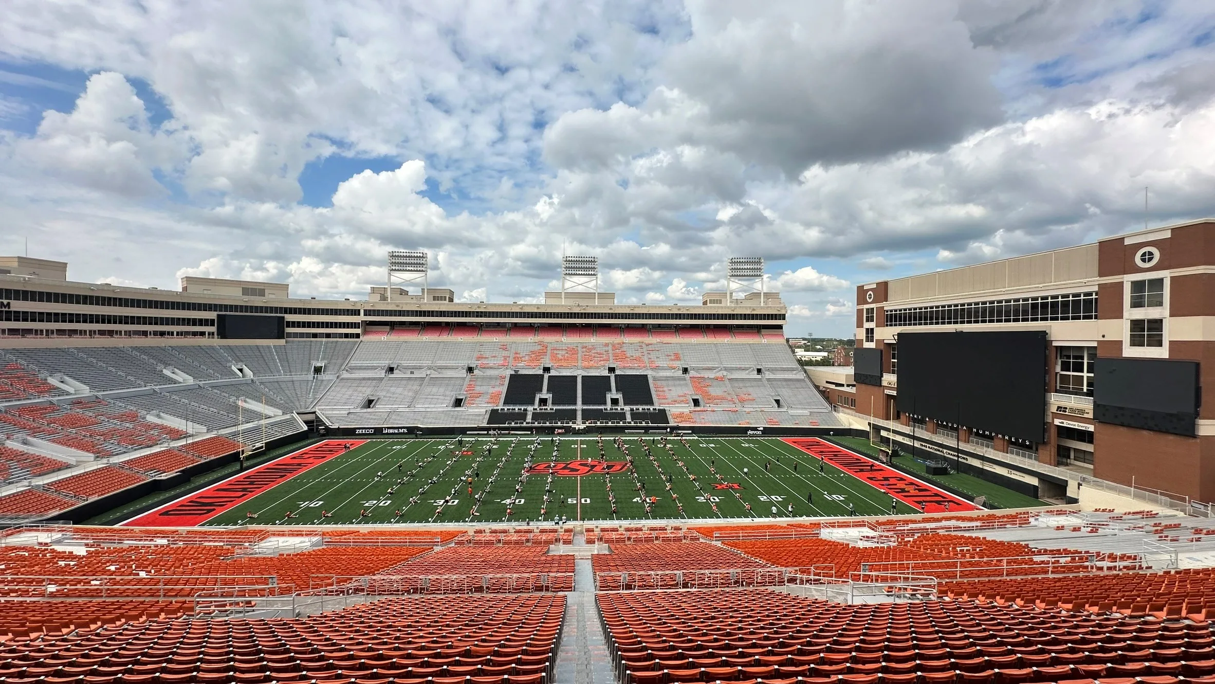 Long Span Aluminum stadium renovation for collegiate football with Apex railing.